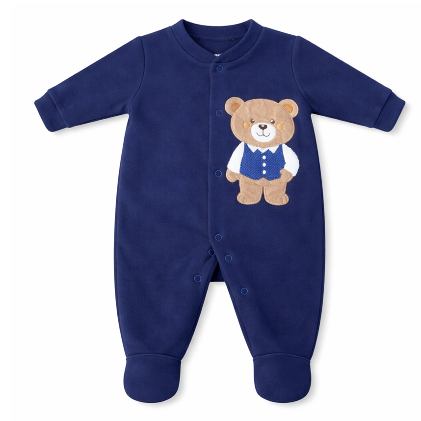 Macacão Longo Bebê Day By Day Bordado Urso Casaco