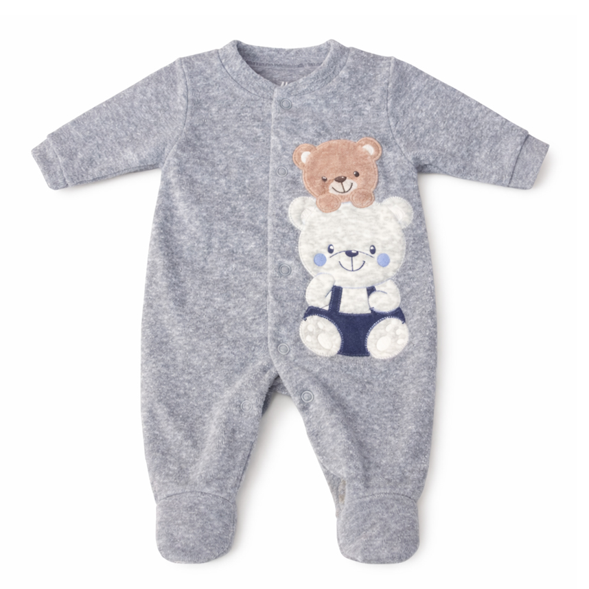 Macacão Longo Day By Day Soft Bucke Bordado Urso Amigos