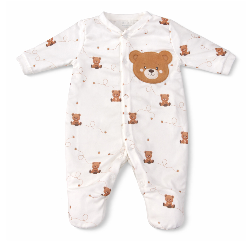 Macacão Longo Bebê Day By Day Suedine Bordado Urso