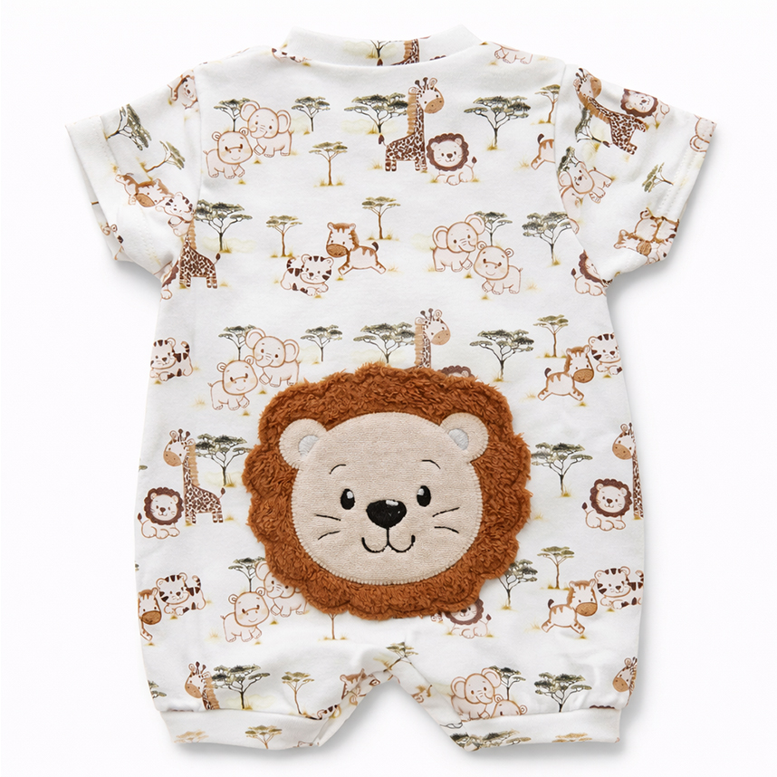 Macacão Curto Bebê Day By Day Estampa Safari