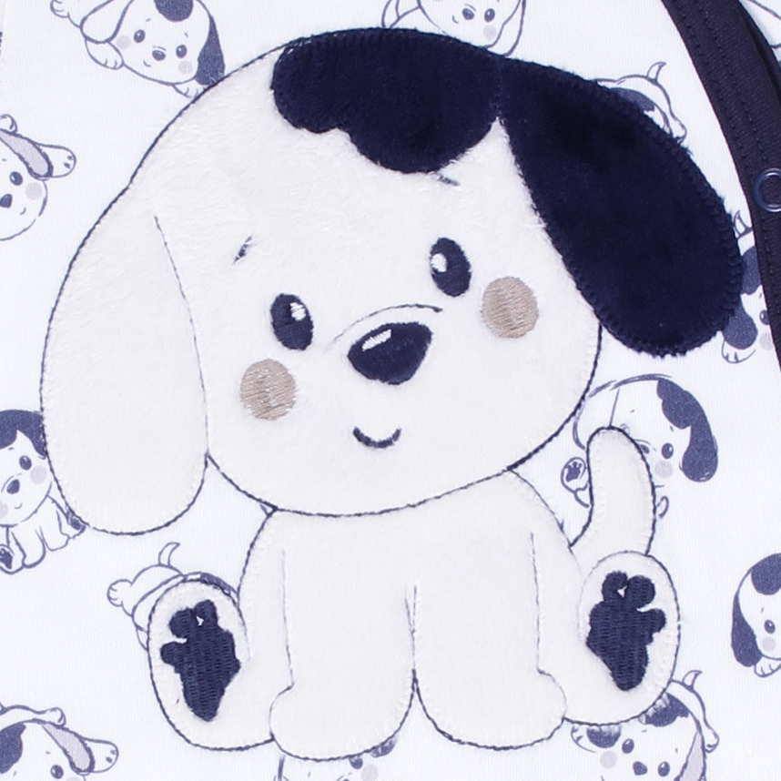 Macacão Curto Bebê Day By Day Suedine Bordado Cachorro