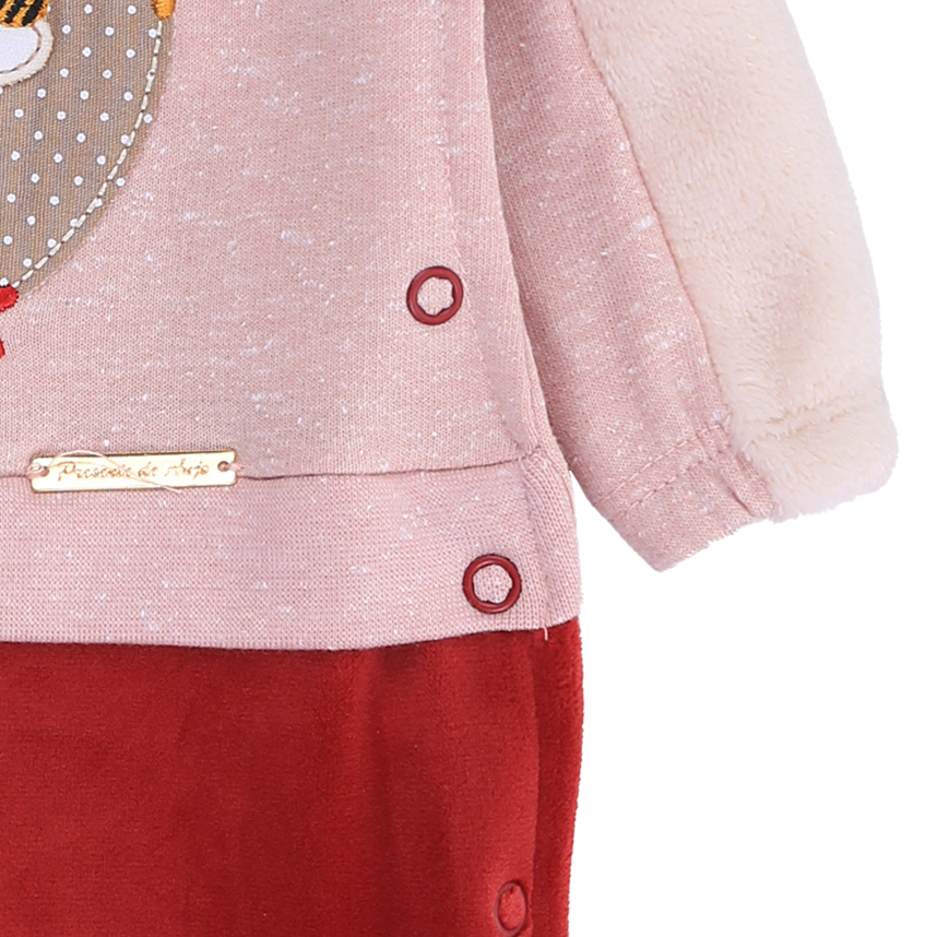 Macacão Longo Bebê Presente de Anjo Bordado Coelho