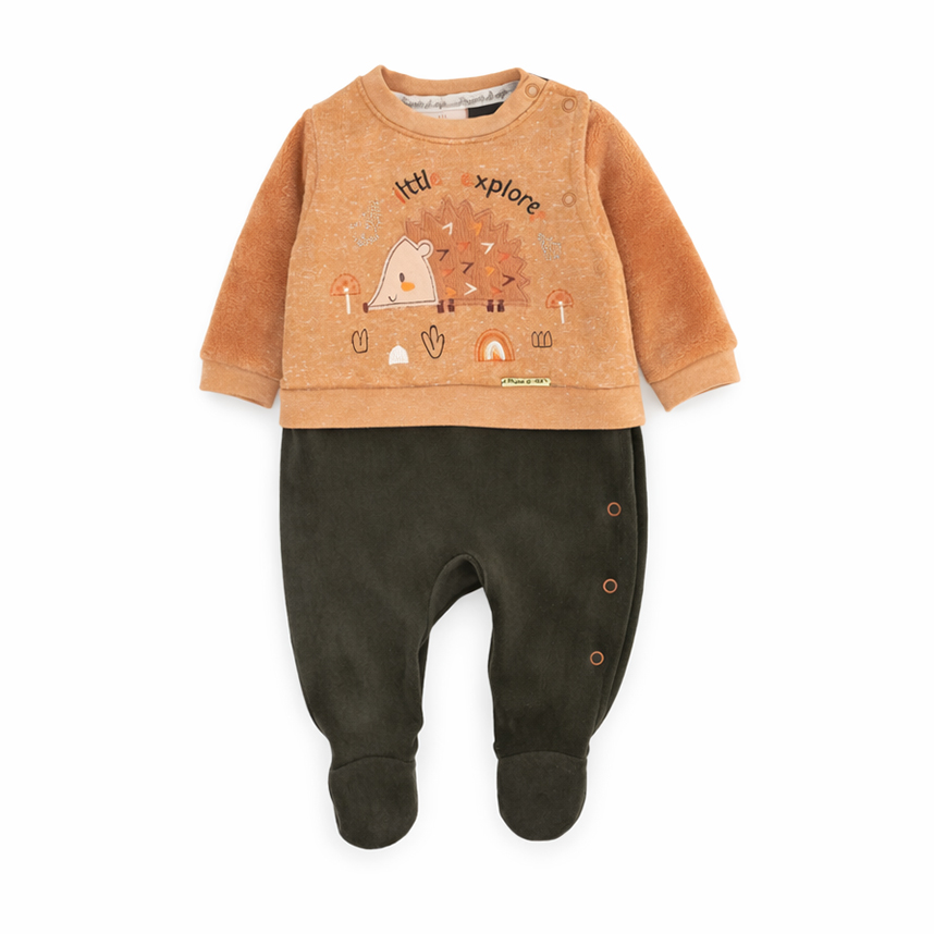 Macacão Longo Bebê Presente de Anjo Menino Bordado Ouriço