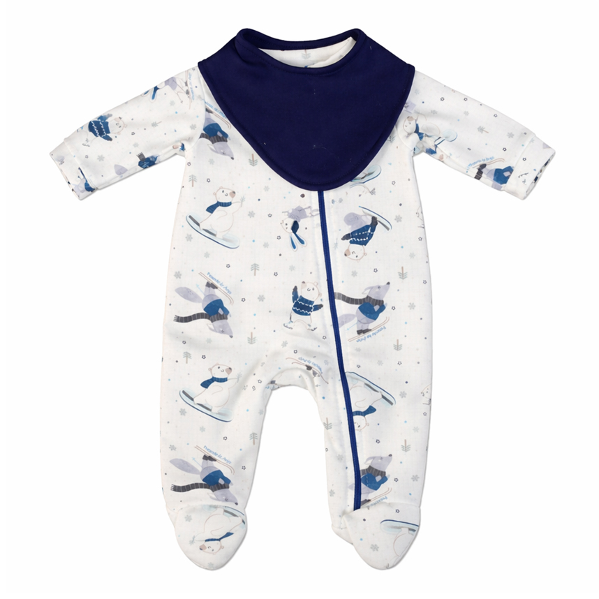 Macacão Longo Bebê Presente de Anjo Coelho Com Bandana