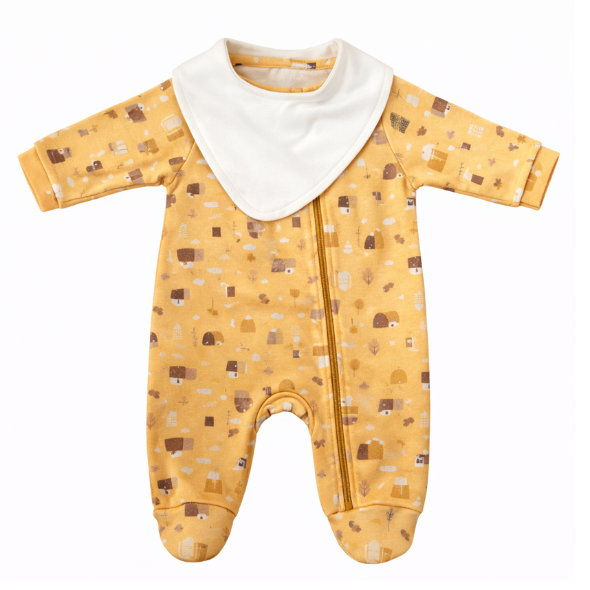 Macacão Longo Bebê Presente de Anjo Raposa Com Bandana Macacão Longo Bebê Presente de Anjo Raposa Com Bandana