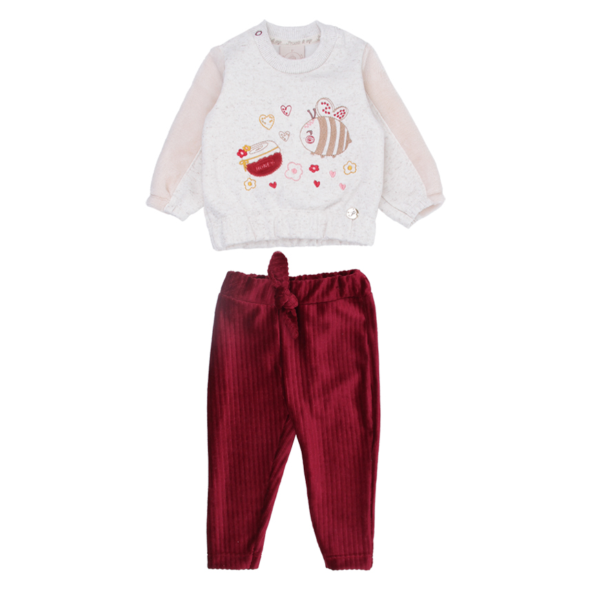 Conjunto Bebê Presente De Anjo Blusa Bordado Abelha E Calça