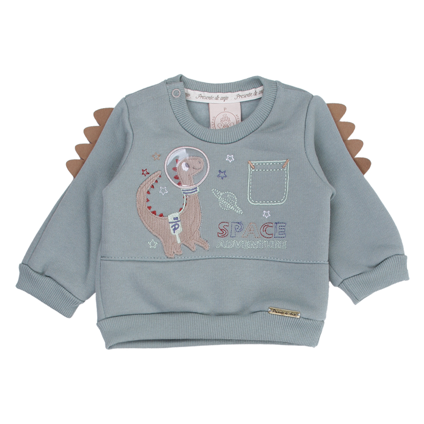 Conjunto Bebê Presente De Anjo Blusa Bordado Dinossauro E Calça Conjunto Bebê Presente De Anjo Blusa Bordado Dinossauro E Calça