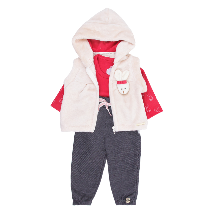 Conjunto Bebê Presente De Anjo Aplique Coelho 3 Peças