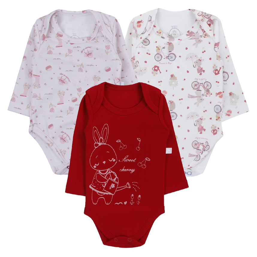 Kit Body Bebê Presente de Anjo Estampa Coelha 3 Peças