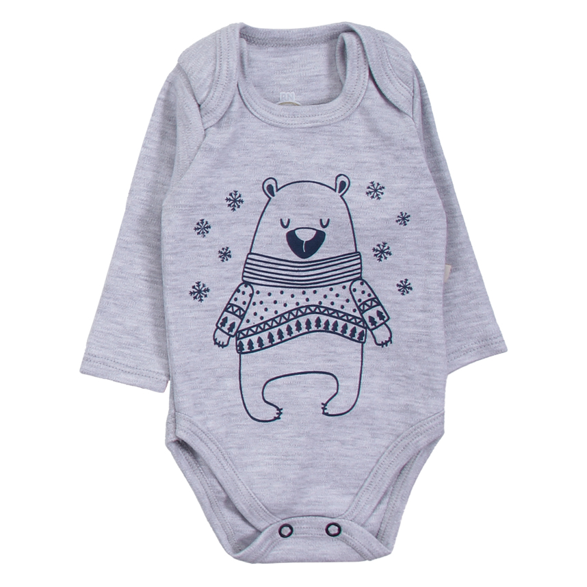 Kit Body Bebê Presente de Anjo Estampa Urso 3 Peças