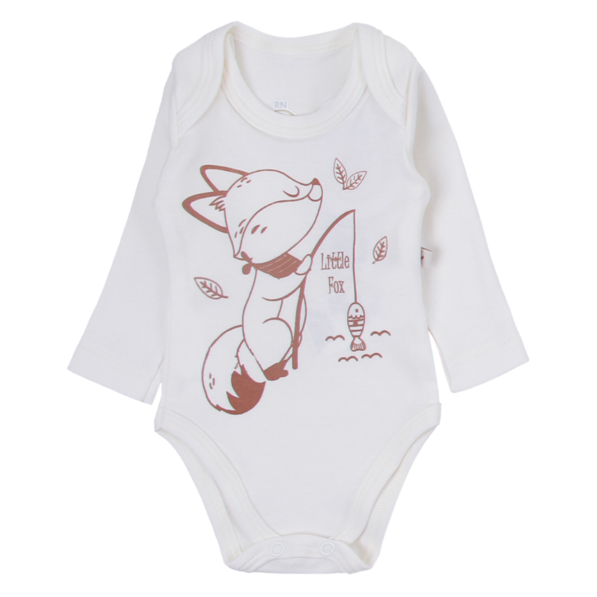 Kit Body Bebê Presente de Anjo Estampa Raposa 3 Peças