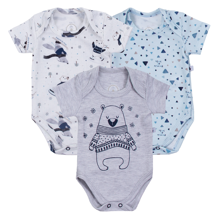 Body Bebê Presente de Anjo Estampa Ursos 3 Peças