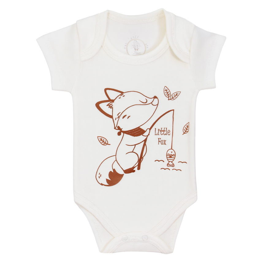 Body Bebê Presente de Anjo Estampa Raposa 3 Peças