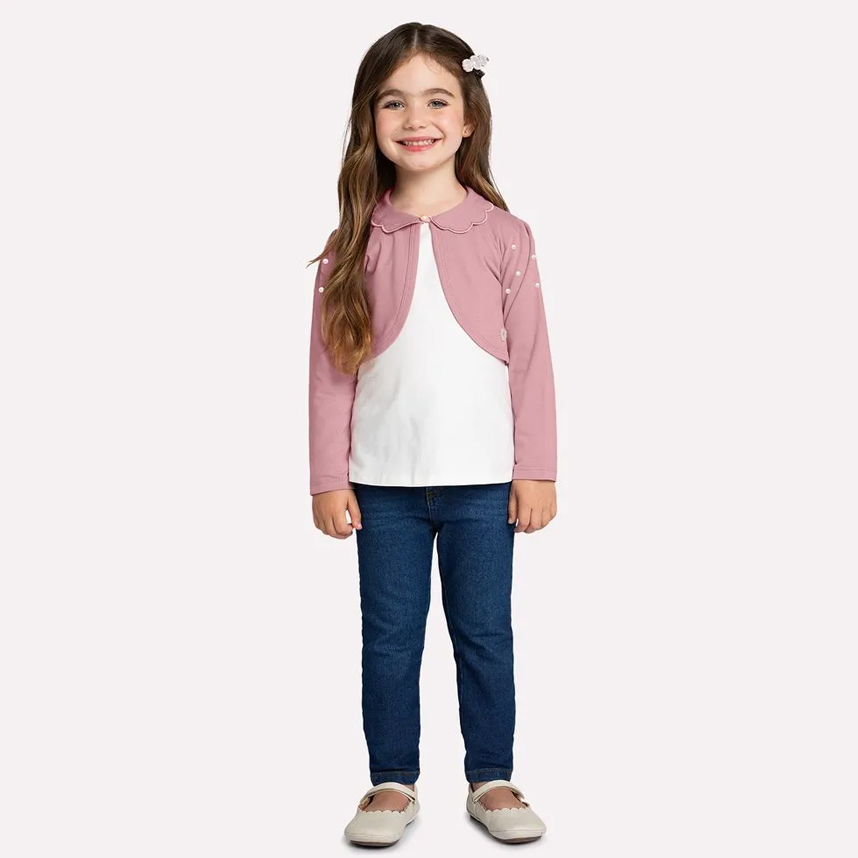 Bolero Infantil Milon Pelo Com Cordão Laço Pompom