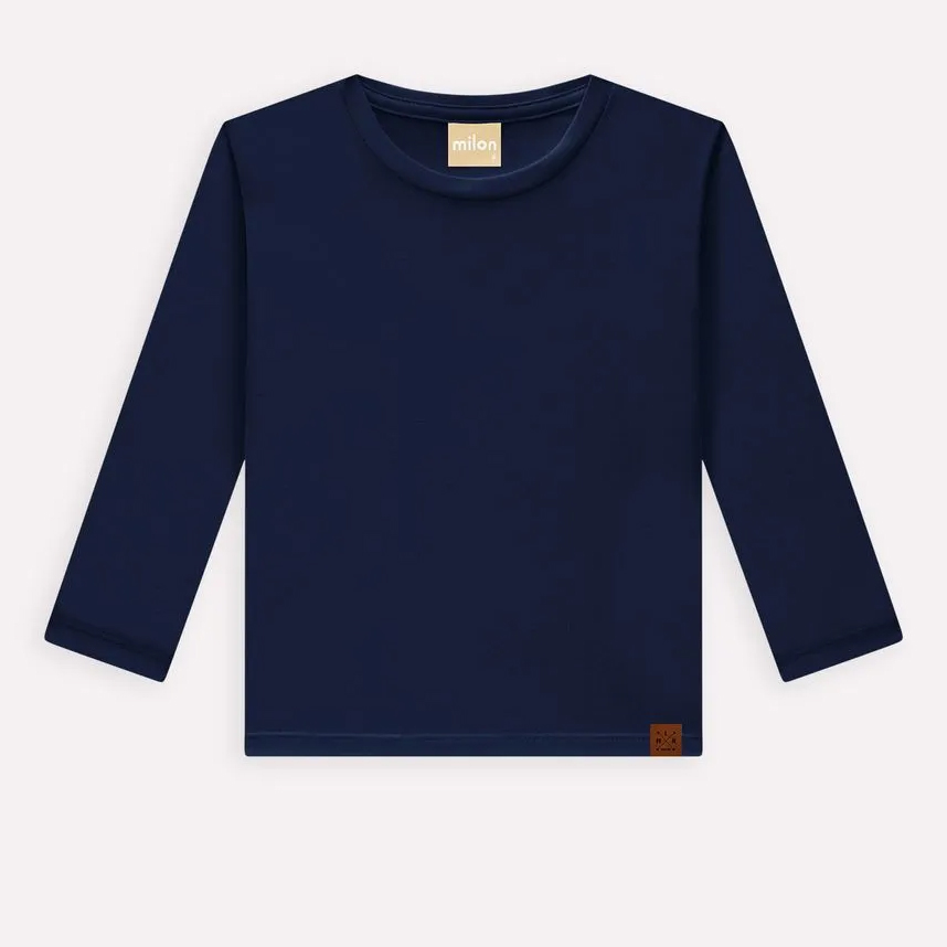 Camiseta Infantil Milon Manga Longa Lisa Meia Malha