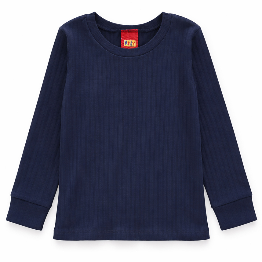 Blusa Infantil Kyly Manga Longa Ribana Lisa Detalhe No Punho