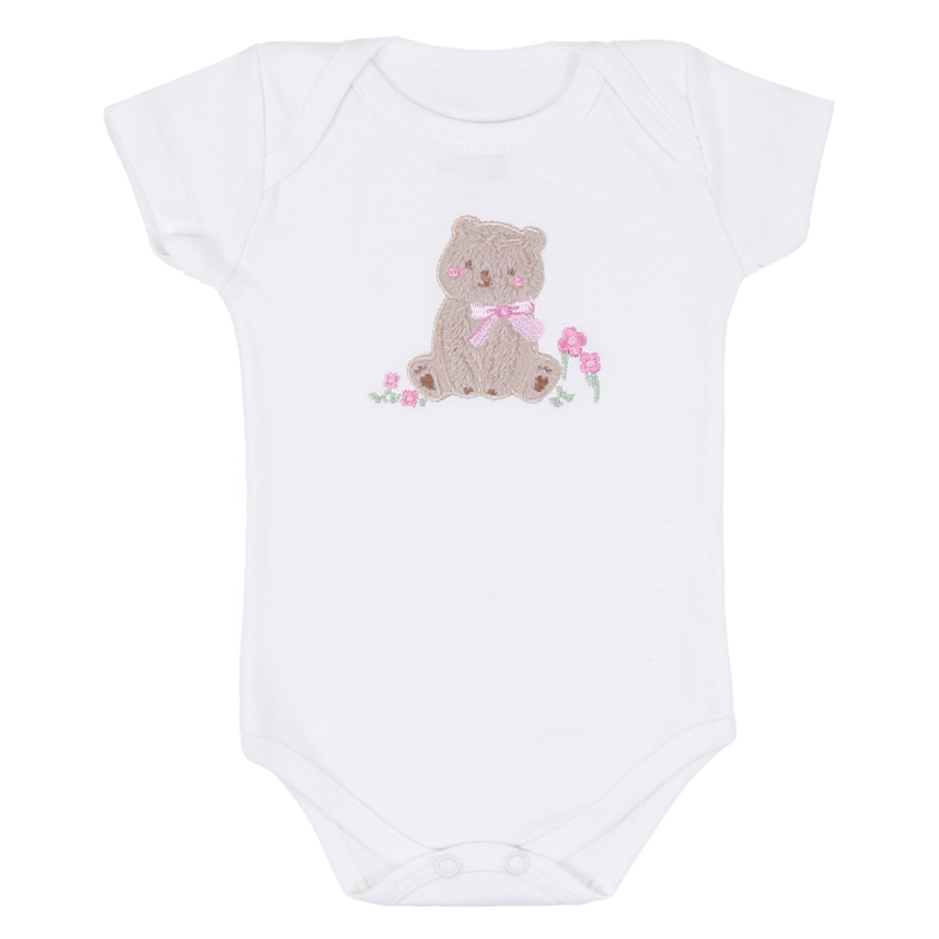 Kit Body Bebê Kiko Baby Regata Bordado Ursa 3 Peças