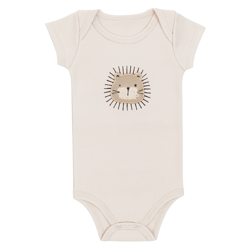 Kit Body Bebê Kiko Baby Manga Curta Girafa Leão 3 Peças