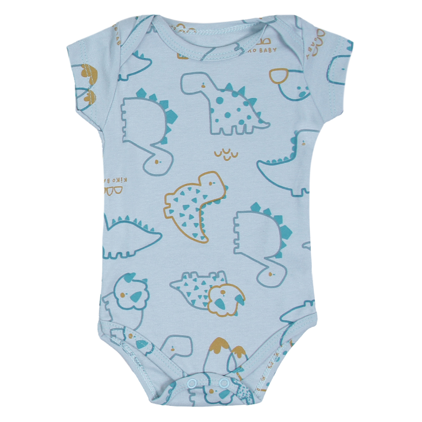 Kit Body Bebê Kiko Baby Manga Curta Dinossauro 3 Peças