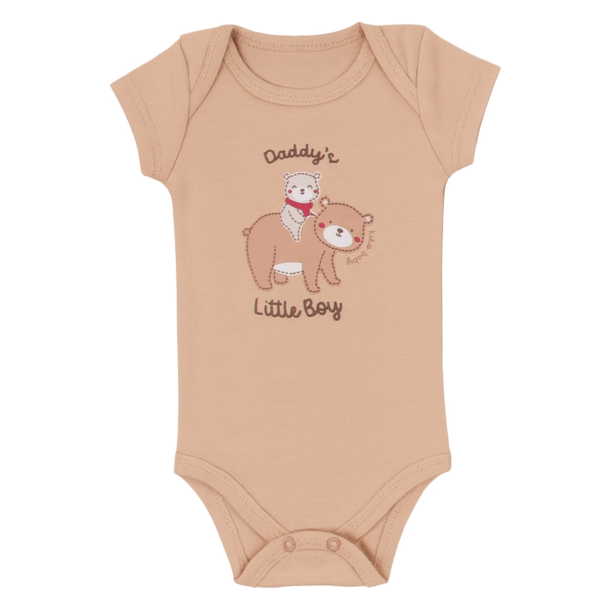 Kit Body Bebê Kiko Baby Manga Curta Estampa Urso 3 Peças