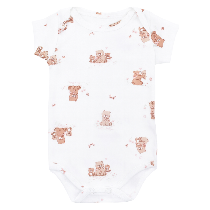 Kit Body Bebê Kiko Baby Manga Curta Estampa Ursinhos 3 Peças