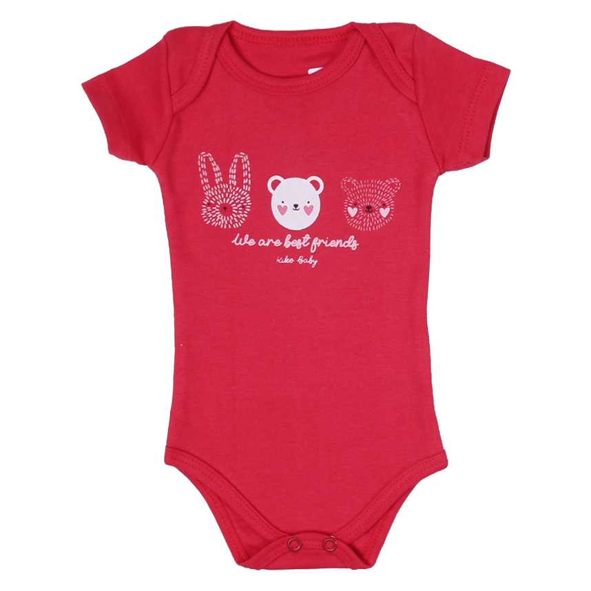 Kit Body Bebê Kiko Baby Manga Curta Estampa Bichos 3 Peças