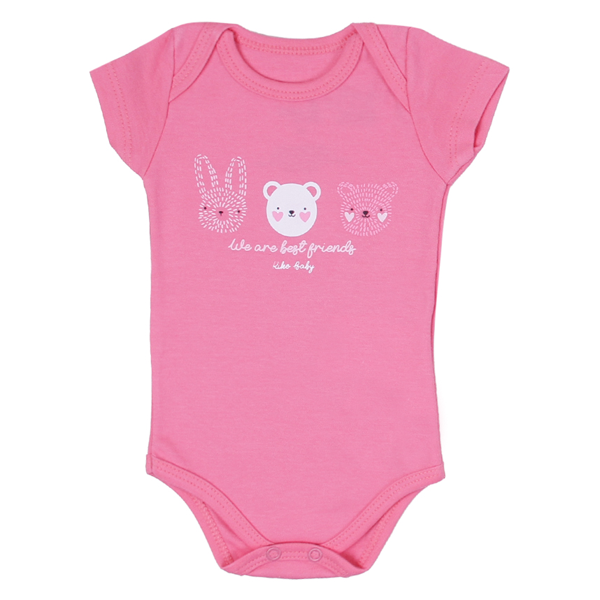 Kit Body Bebê Kiko Baby Manga Curta Estampa Bichos 3 Peças