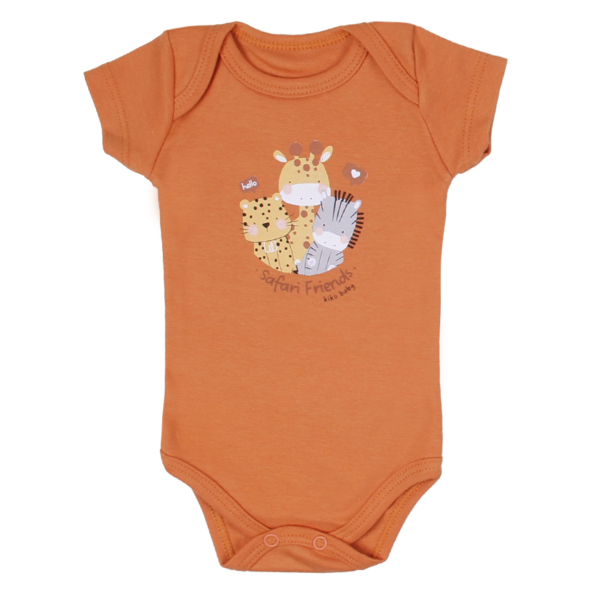 Kit Body Bebê Kiko Baby Manga Curta Safari 3 Peças