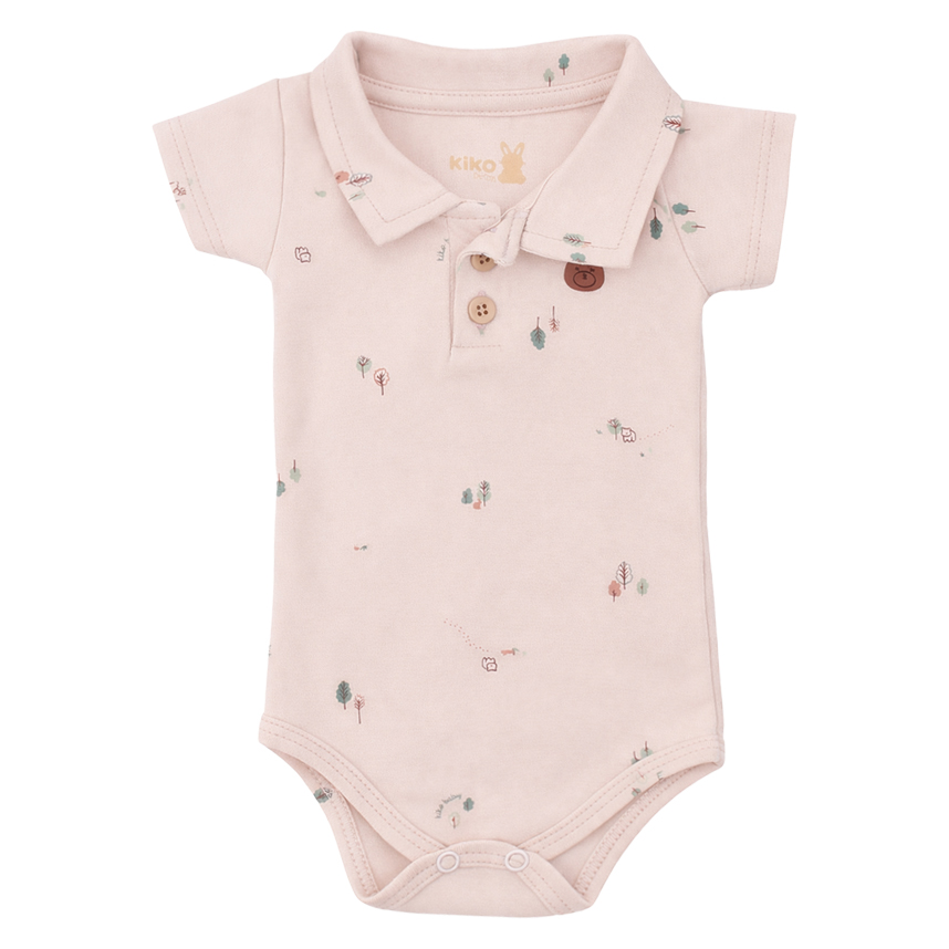 Kit Body Bebê Kiko Baby Manga Curta Estampa Floresta 2 Peças