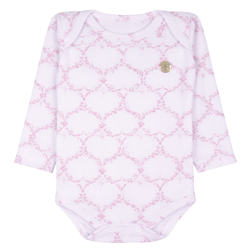 Kit Body Longo Kiko Baby Em Suedine Estampa Coração 3 Peças