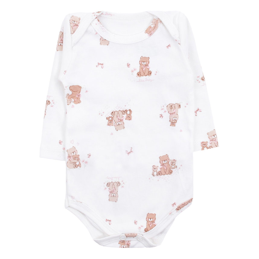 Kit Body Bebê Kiko Baby Manga Longa Estampa Ursinhos 3 Peças