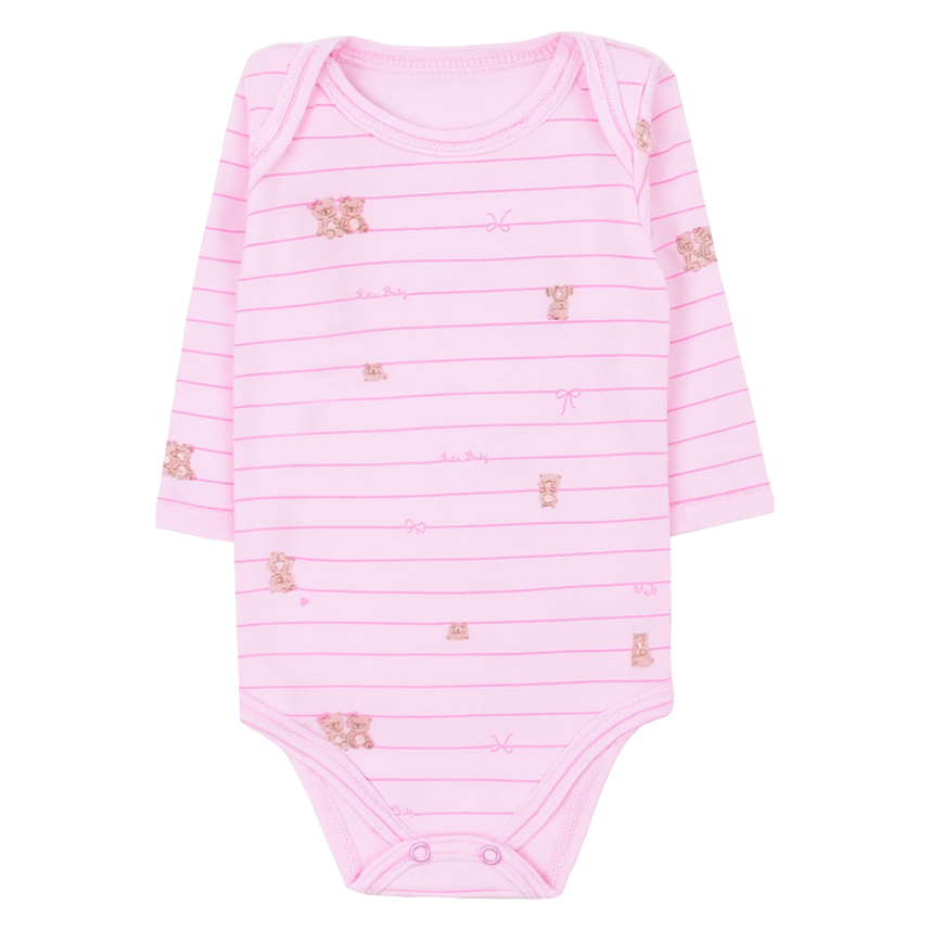 Kit Body Bebê Kiko Baby Manga Longa Estampa Ursinhos 3 Peças