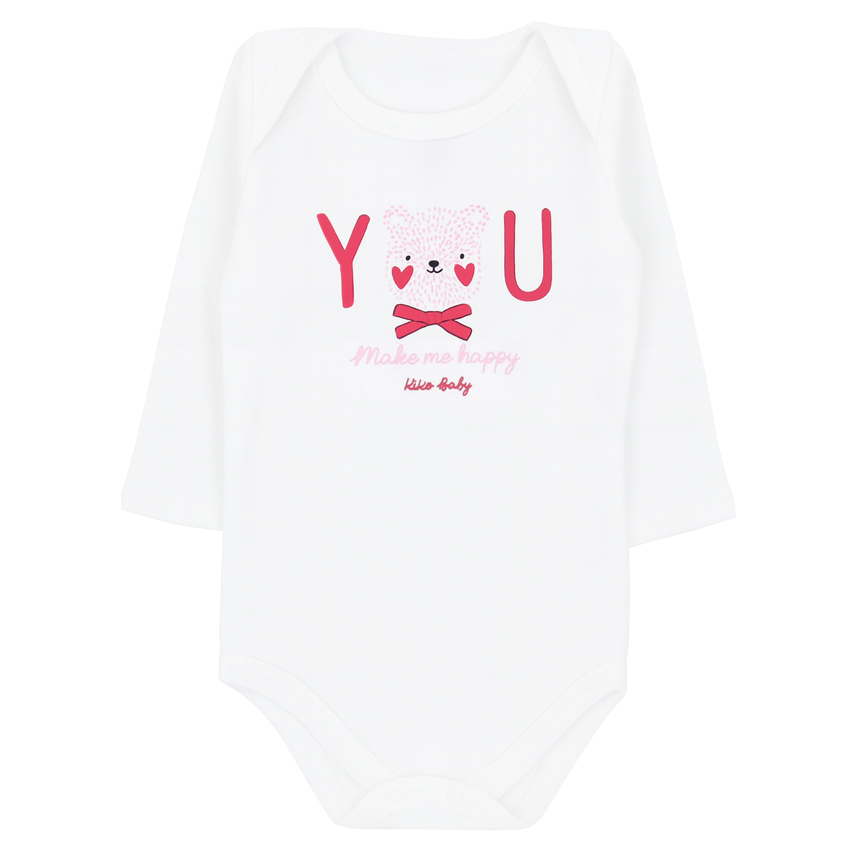 Kit Body Bebê Kiko Baby Manga Longa Estampa Coelho 3 Peças