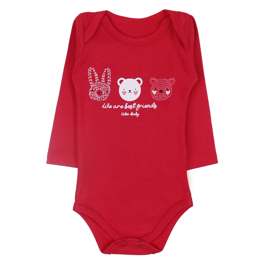 Kit Body Bebê Kiko Baby Manga Longa Estampa Bichos 3 Peças