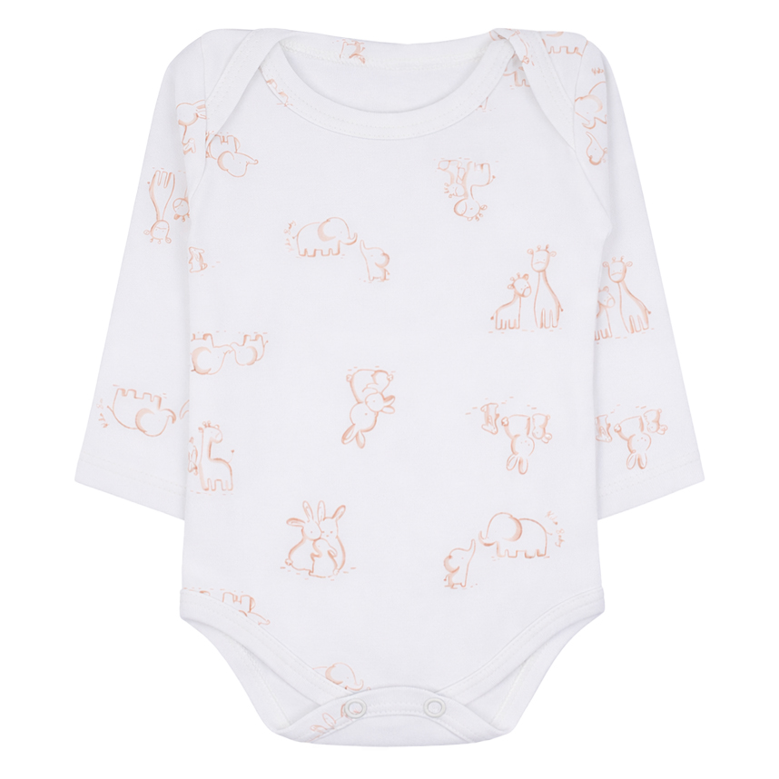 Kit Body Bebê Kiko Baby Manga Longa Estampa Bichos 3 Peças