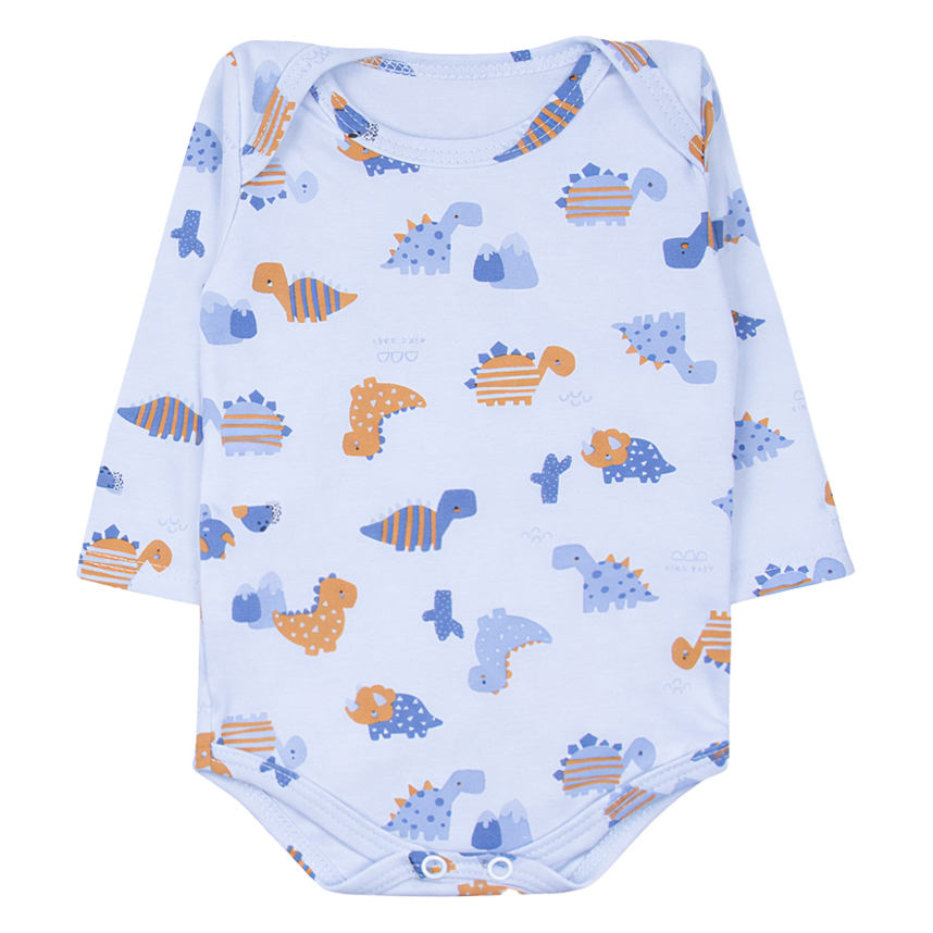 Kit Body Bebê Kiko Baby Manga Longa Dinossauro 3 Peças