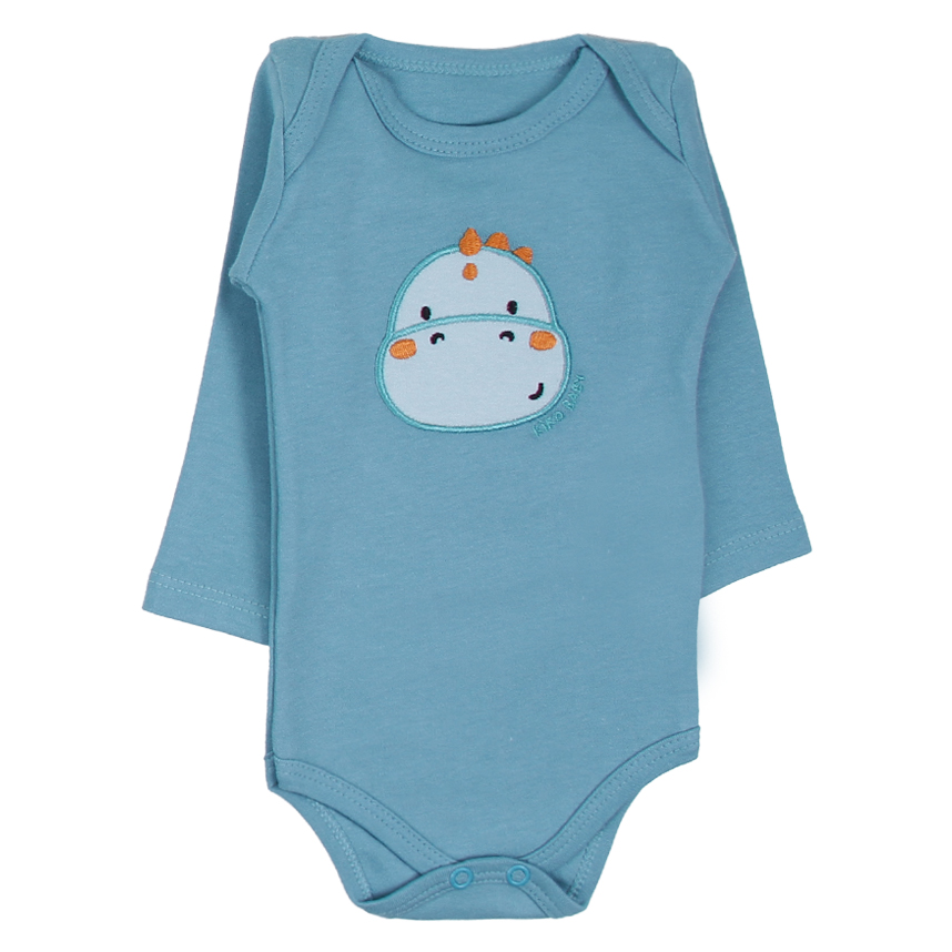 Kit Body Bebê Kiko Baby Manga Longa Dinossauro 3 Peças