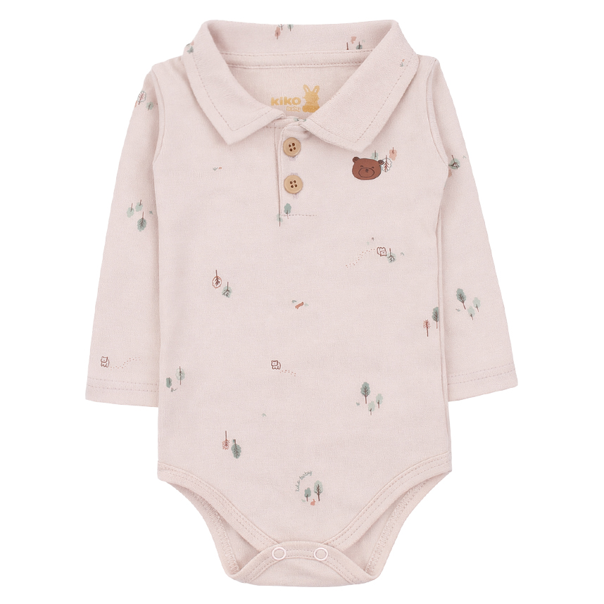 Kit Body Bebê Kiko Baby Manga Longa Estampa Floresta 2 Peças