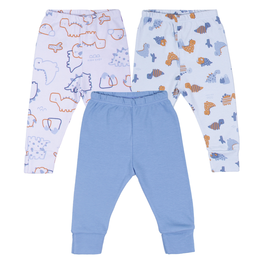 Kit Mijão Bebê Kiko Baby Estampa E Bordado Dino 3 Peças
