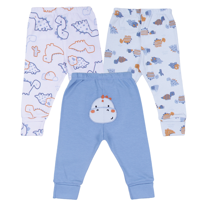 Kit Mijão Bebê Kiko Baby Estampa E Bordado Dino 3 Peças