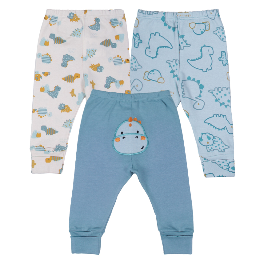 Kit Mijão Bebê Kiko Baby Estampa E Bordado Dino 3 Peças Kit Mijão Bebê Kiko Baby Estampa E Bordado Dino 3 Peças
