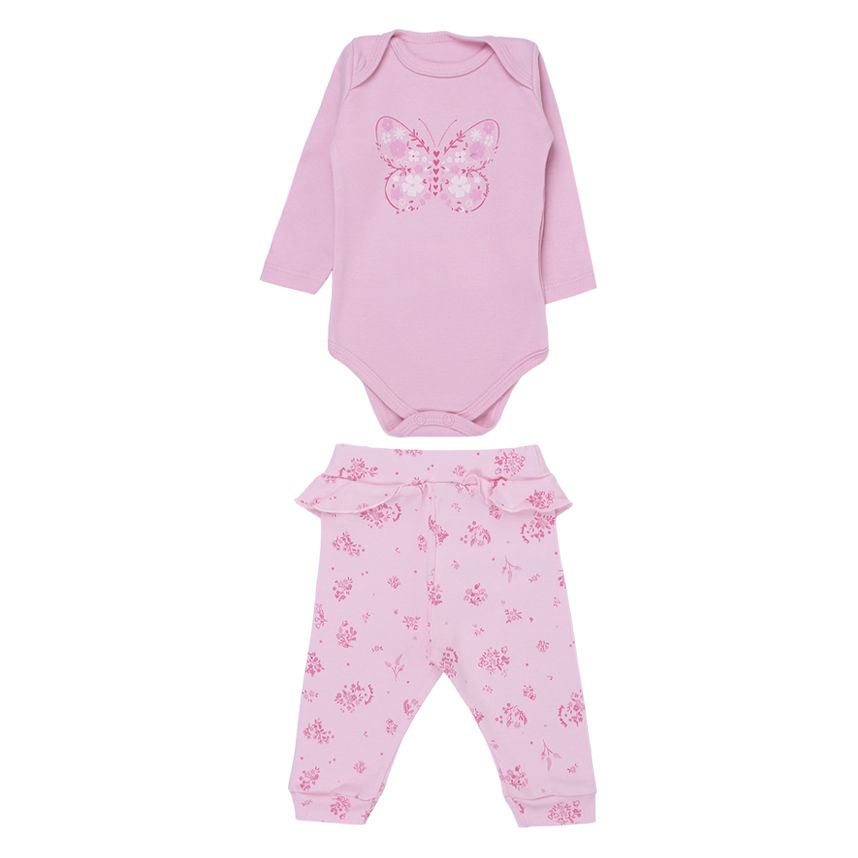 Conjunto Bebê Kiko Baby Body Estampa Borboleta E Calça