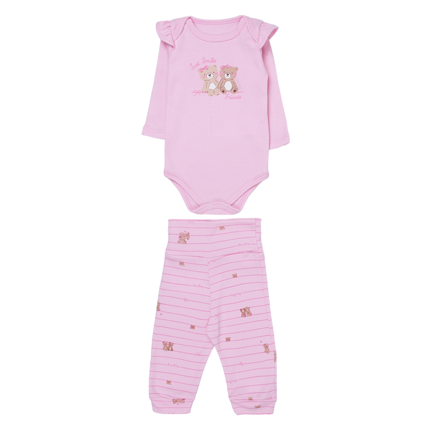 Conjunto Bebê Kiko Baby Body Estampa Urso E Calça