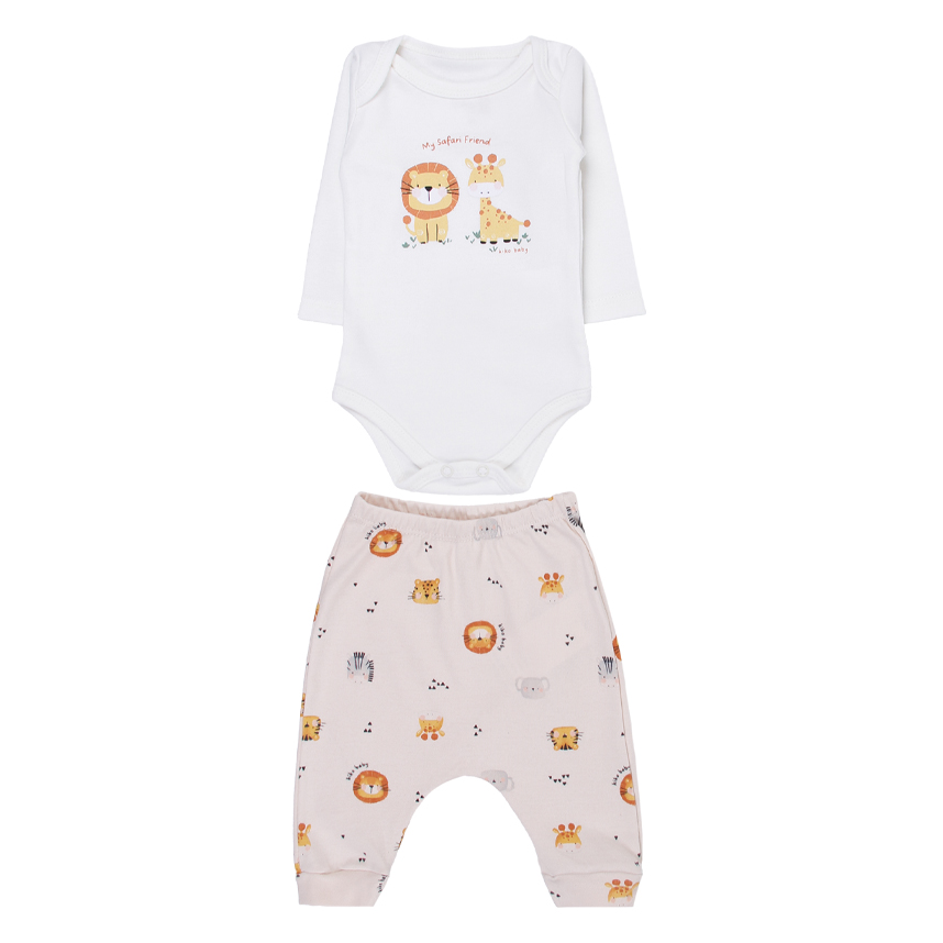 Conjunto Bebê Kiko Baby Body Manga Longa E Calça Safari