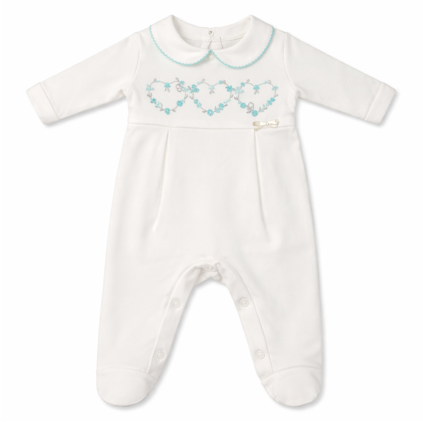 Macacão Longo Bebê Kiko Baby Pala Bordado Coração