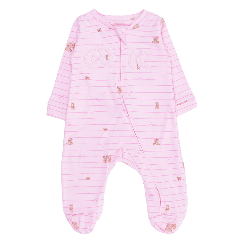 Macacão Longo Bebê Kiko Baby Estampa Urso E Bordado Cute