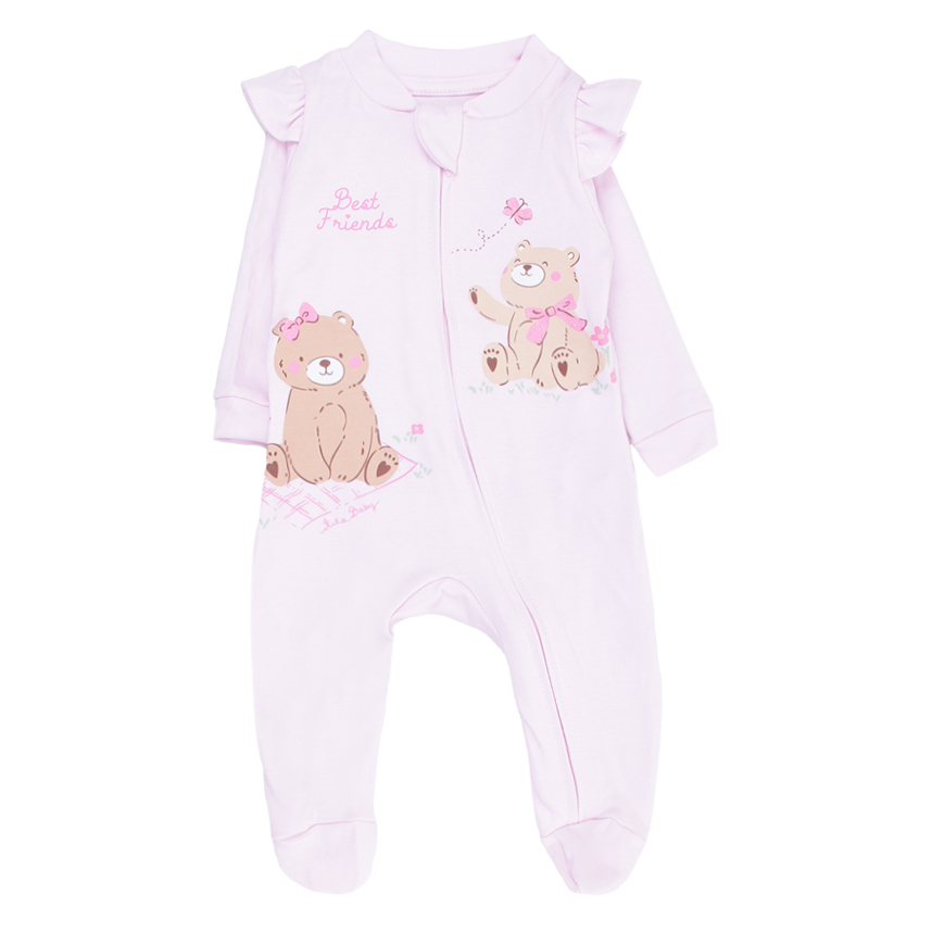 Macacão Longo Bebê Kiko Baby Babado No Ombro Estampa Urso