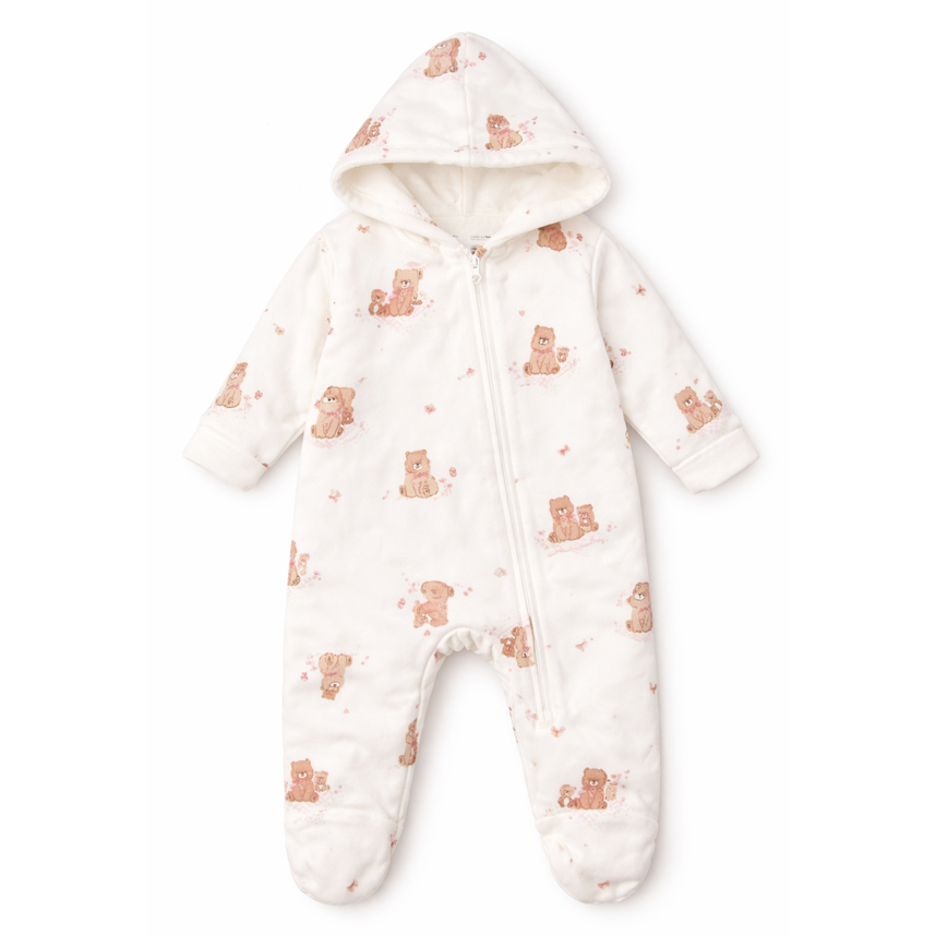 Macacão Longo Bebê Kiko Baby Com Gola Em Suedine Urso