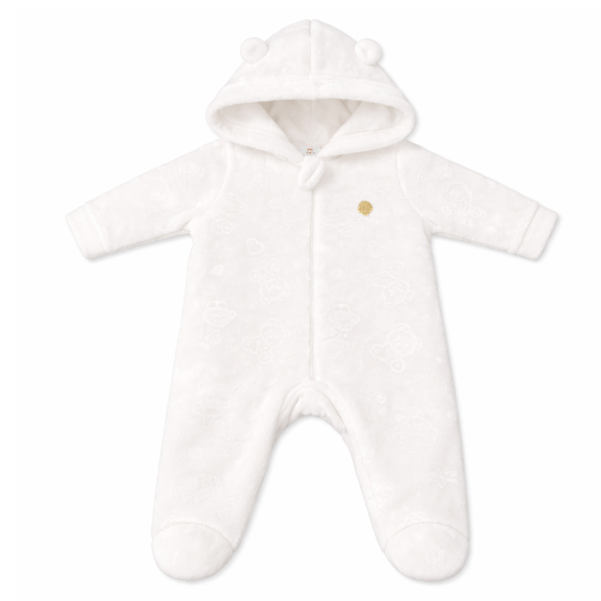 Macacão Longo Bebê Kiko Baby Fleece Estampa Ursa Com Capuz