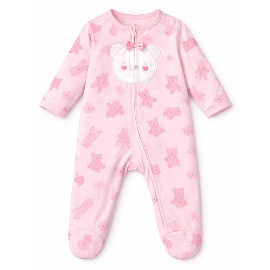 Macacão Longo Bebê Kiko Baby Bordado Bichinho Em Suedine